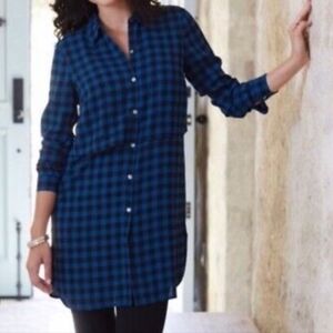 J.Jill Tiered Long Tunic Plaid Shirt